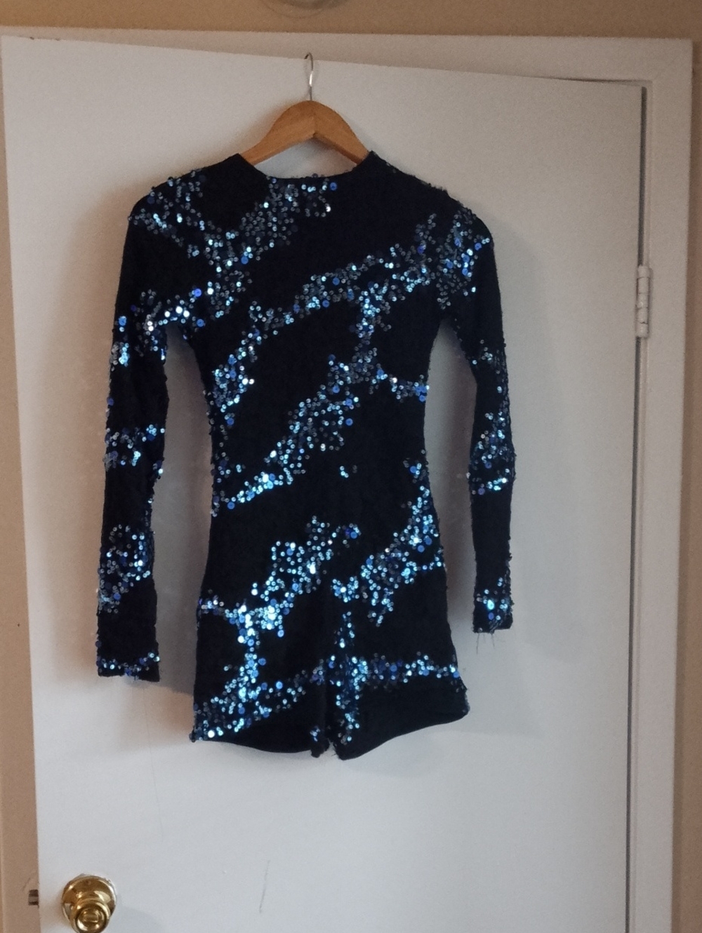Kids Blue Sequin Long-Sleeve Jumpsuit